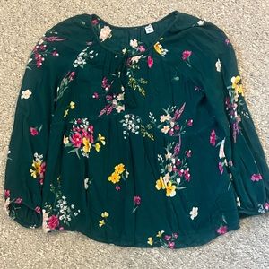 Old Navy Green Floral Blouse Size Small